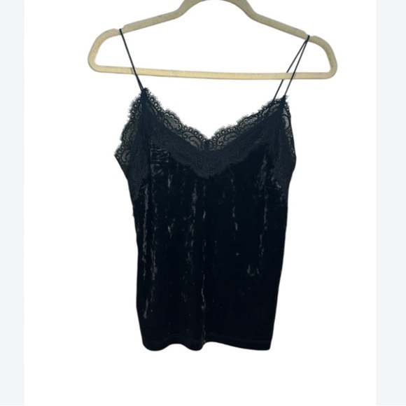 Dynamite Black Velvet Lace Trim Cami Top XS - Picture 1 of 5